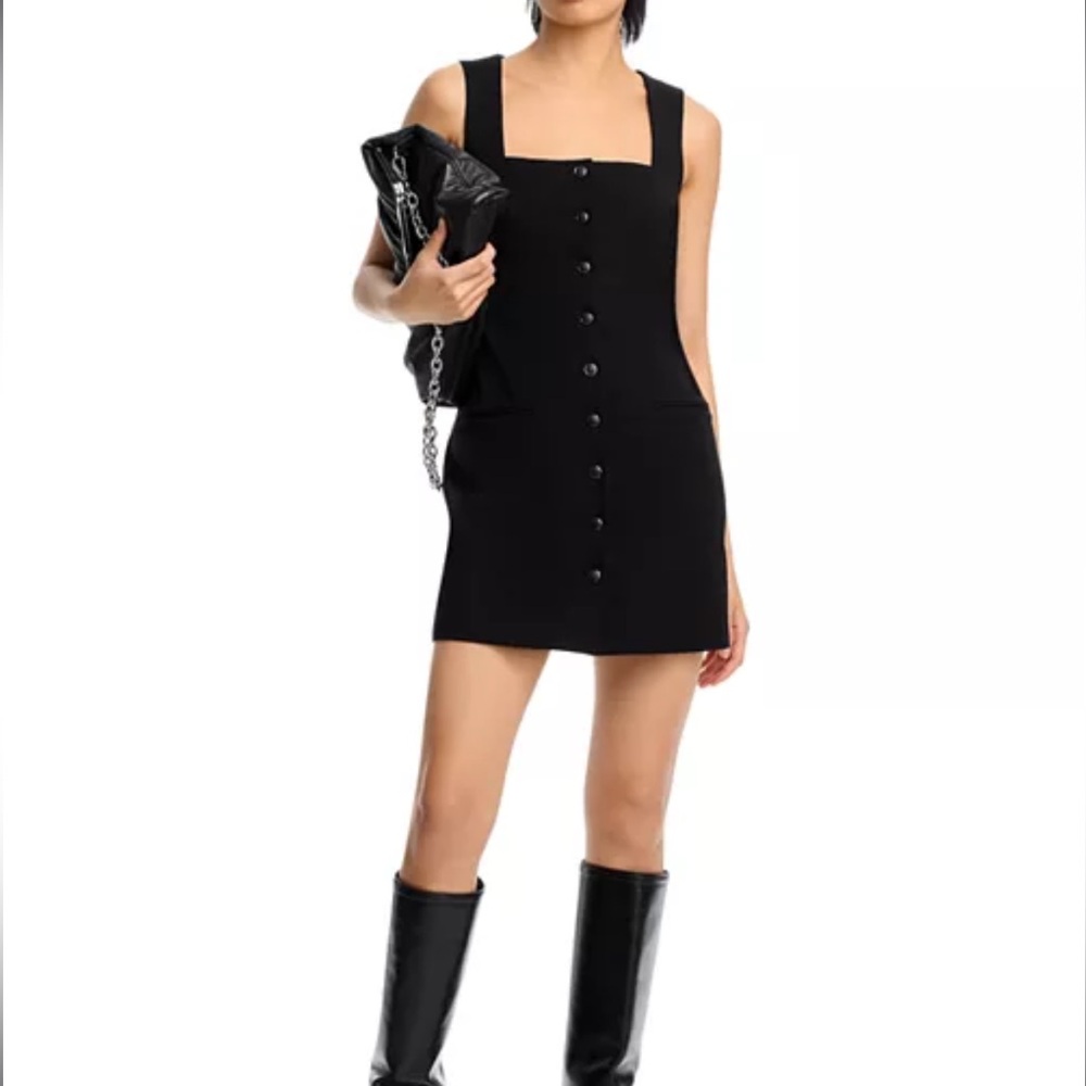 NWT Rag & Bone Black Marianne Mini Dress Front Button